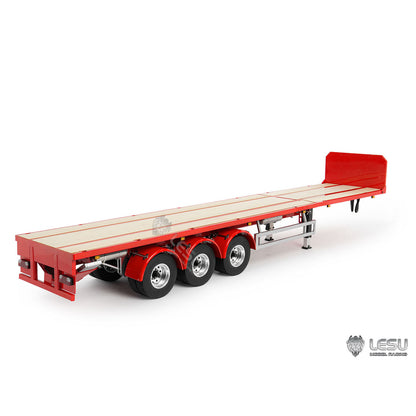 LESU Metal 3Axles Manual Support Legs Extendable Flatbed Semi Trailer for 1/14 Remote Control Tractor Truck RC Loader DIY Model