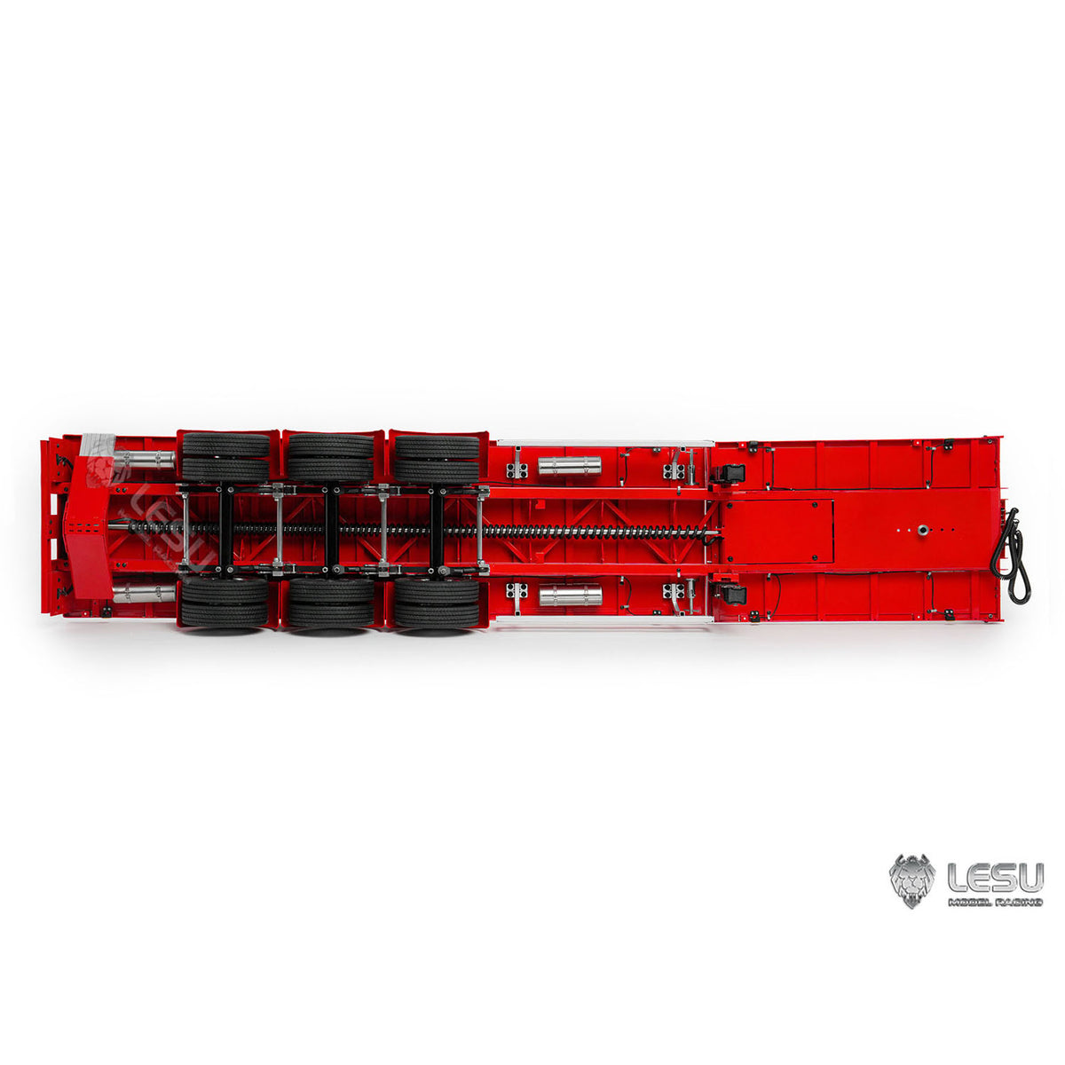 LESU Metal 3Axles Manual Support Legs Extendable Flatbed Semi Trailer for 1/14 Remote Control Tractor Truck RC Loader DIY Model
