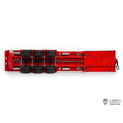 LESU Metal 3Axles Manual Support Legs Extendable Flatbed Semi Trailer for 1/14 Remote Control Tractor Truck RC Loader DIY Model