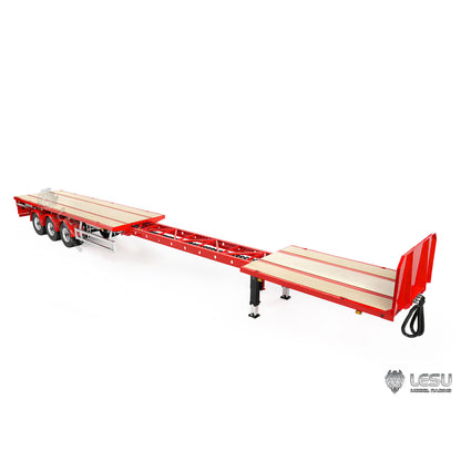 LESU Metal 3Axles Manual Support Legs Extendable Flatbed Semi Trailer for 1/14 Remote Control Tractor Truck RC Loader DIY Model