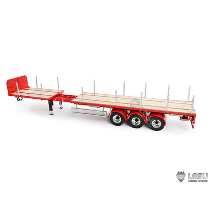 LESU Metal 3Axles Manual Support Legs Extendable Flatbed Semi Trailer for 1/14 Remote Control Tractor Truck RC Loader DIY Model