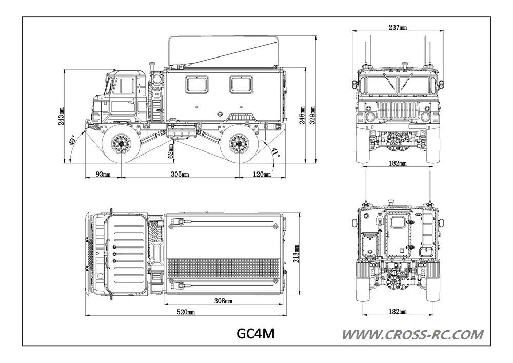 KIT DE VOITURE DE COMMANDEMENT MILITAIRE CROSSRC 1/10 4WD GC4M