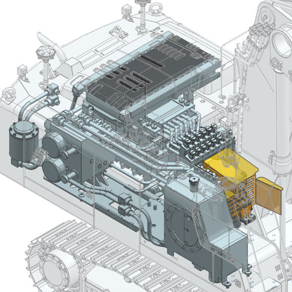 926MM Metal 3 Arms LESU 1/14 RC Hydraulic Excavator LR956 Remote Control Digger Model Vehicle Dual Pump System 7CH Valve Light