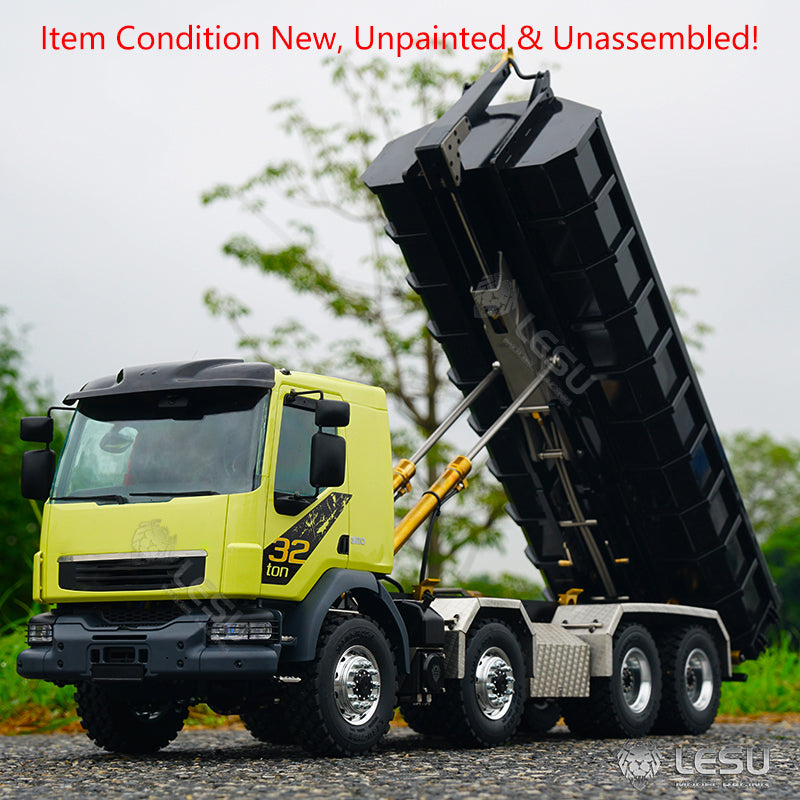 LESU 1/14 8x8 for Truck Hydraulic Radio Controlled Dumper Roll On/Off Tipper Construction Vehicle Model Sound Light System