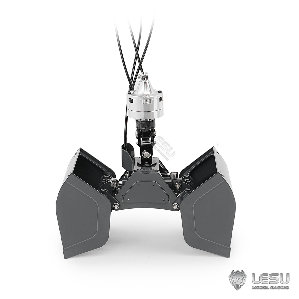 LESU 1/14 Metal RC Hydraulic Crane Attachments for Dump Truck Orange Peel Grab Clamshell Bucket Fork Brick Clamp Rotary Cylinder