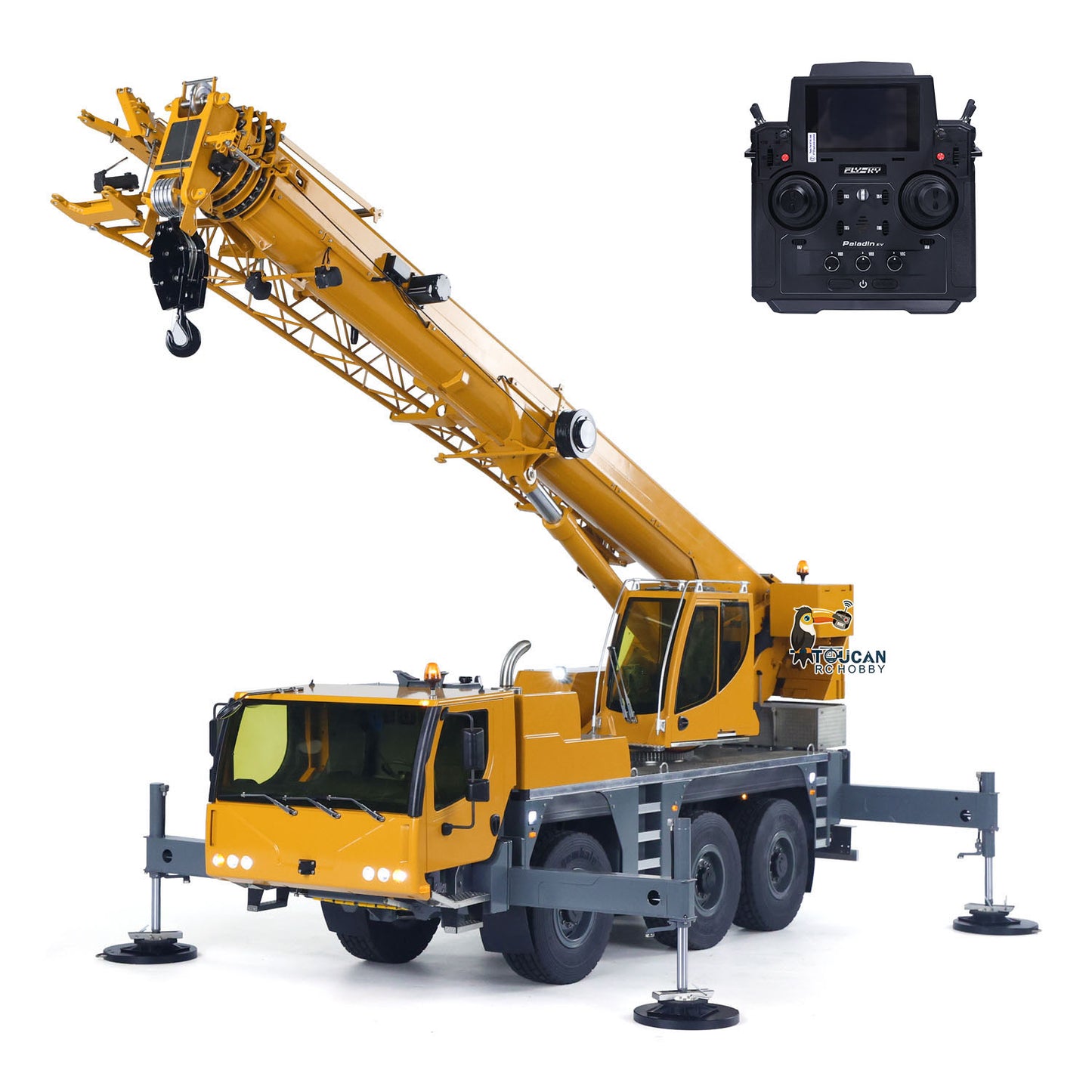 Eyewhale D1050 Metal 1/14 RC Hydraulic Mobile Crane Truck All Terrain Vehicle 3Axles Radio Control Hoist Model Paladin PL18EV