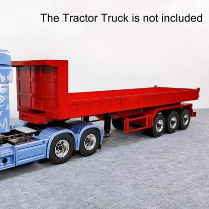 1/14 Full Metal 3Axles Remote Control Low Bed Dump Trailer Tipper Cars Electric Legs  for Tamiya LESU RC Tractor Truck No Battery and Charger