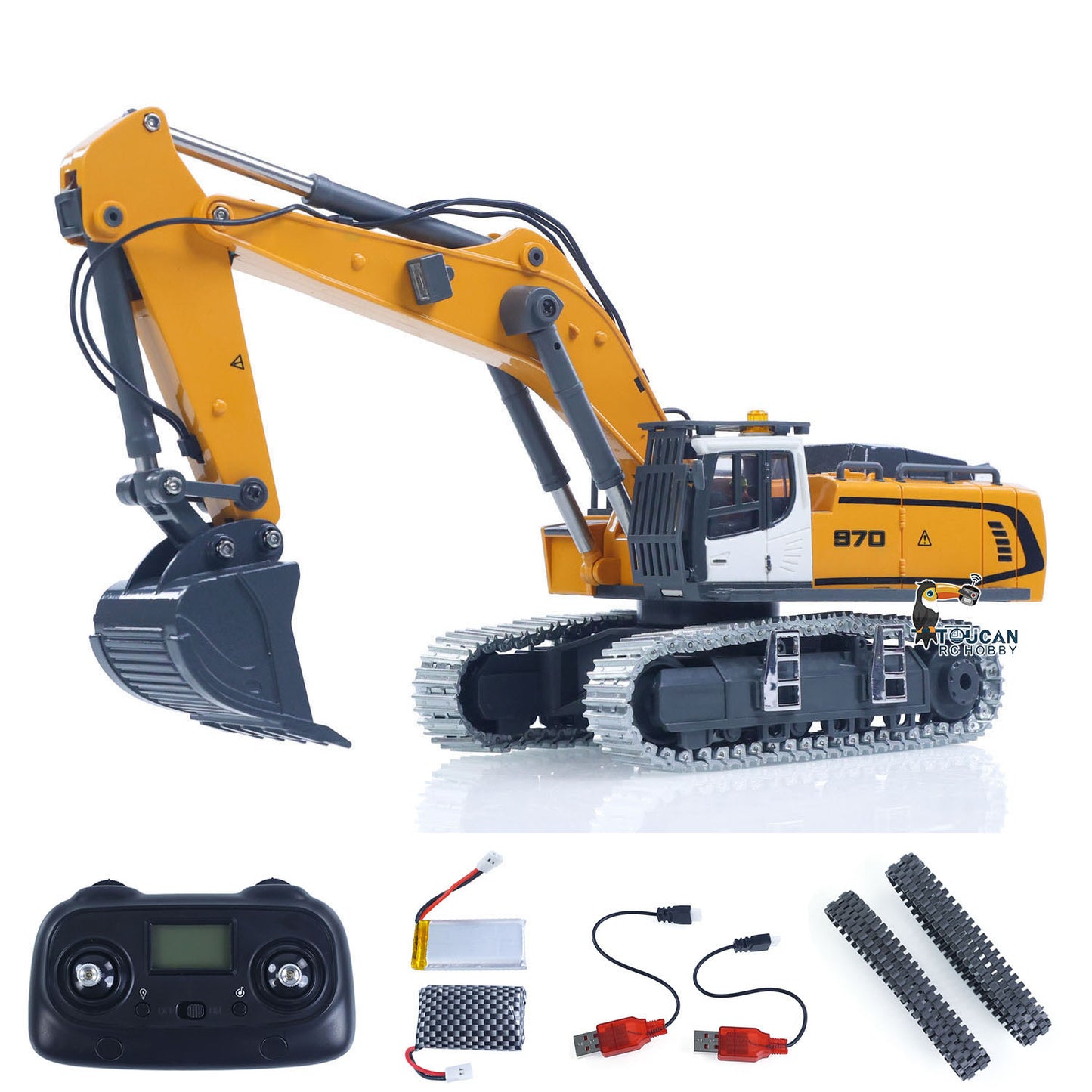 1/50 RC Excavator K970 Engineering Vehicle Remote Control Electric Lifting Digger Metal Bucket Tracks Light Sound RTR Battery