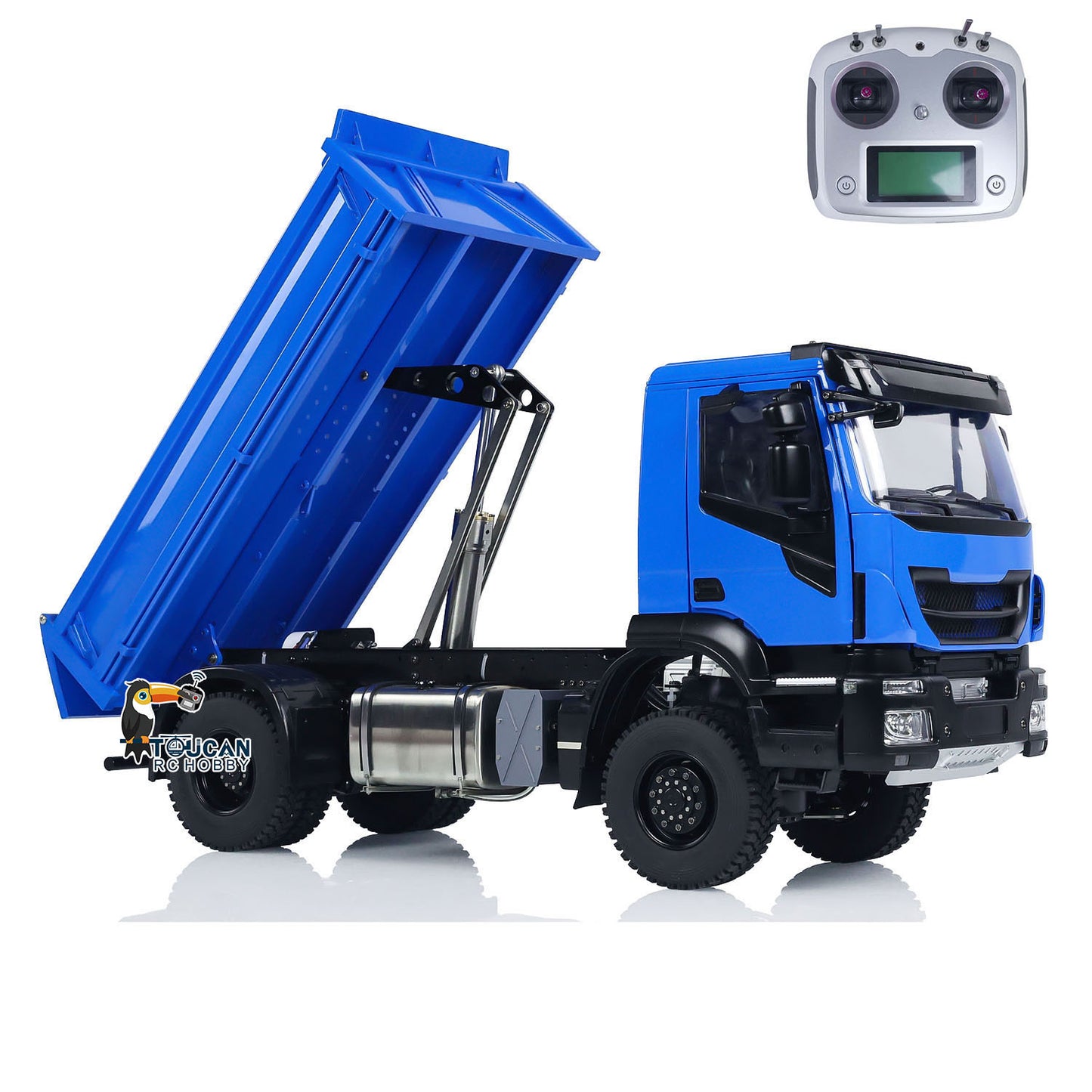 Metal 1/14 4x4 RC Hydraulic Dump Truck RC Tipper Customized Blue