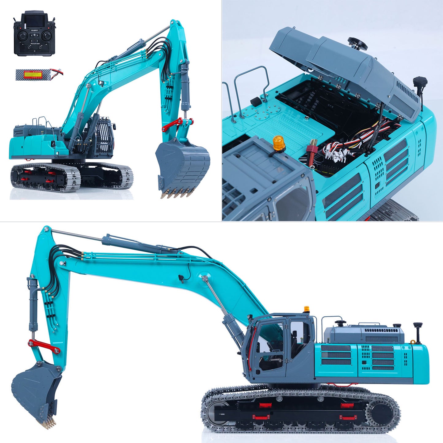 LESU 1/14 RC Metal Hydraulic Excavator SK500 RTR Remote Control Digger Model 6CH Valve 3MAP Pump Relief Valve PL18EV Lite Radio
