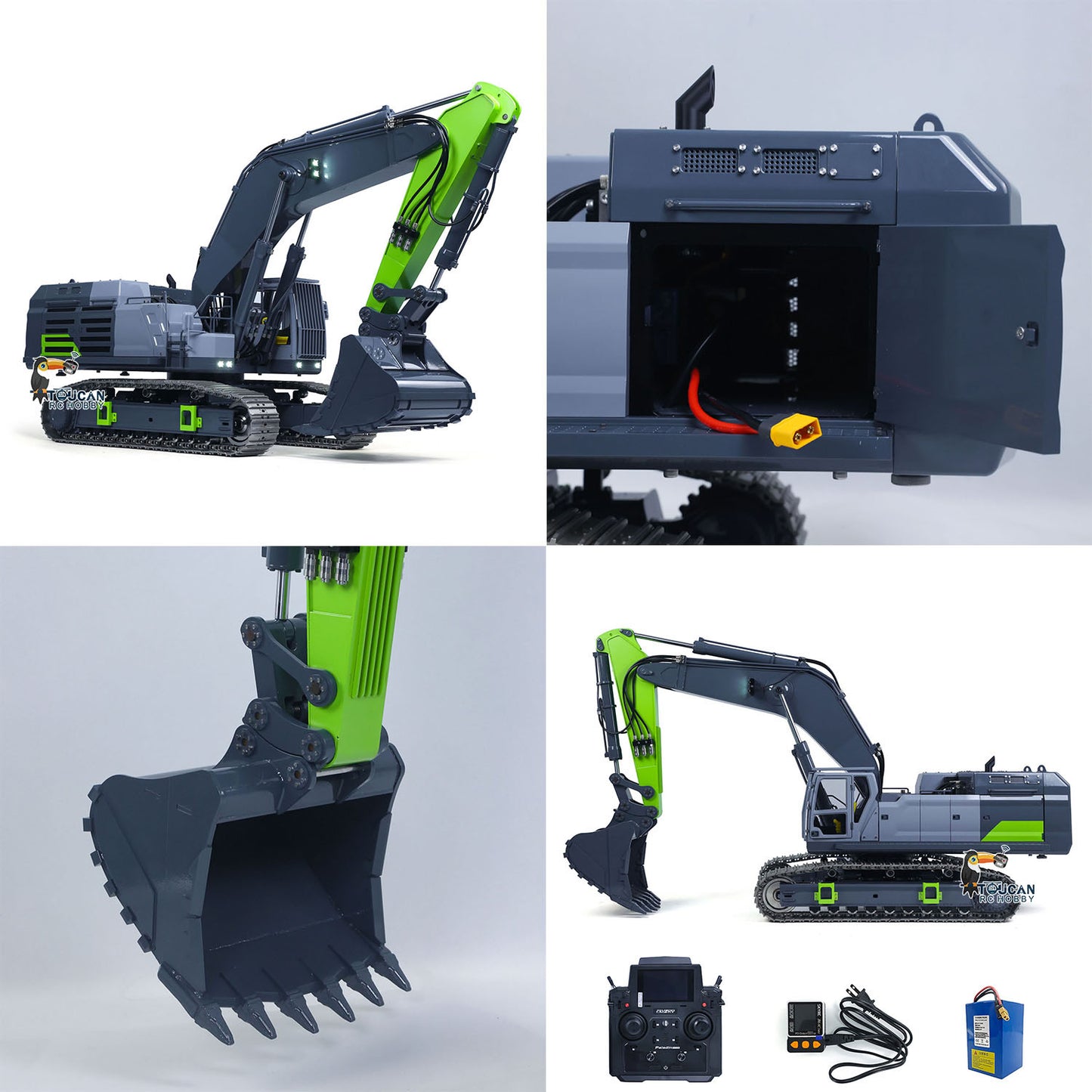 RTR 1/12 Remote Control Hydraulic Excavator 395F Heavy Duty Machine Metal 6CH Valves RC Digger Brushless Motor ESC Quick Coupler