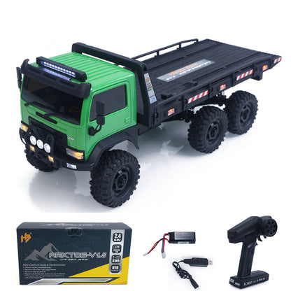 US Stock 1/18 Remote Control Flatbed Truck 6*6 Electric RC Off Road Vehicle Model Metal Chassis Gear Light System Flysky Radio No Sounds