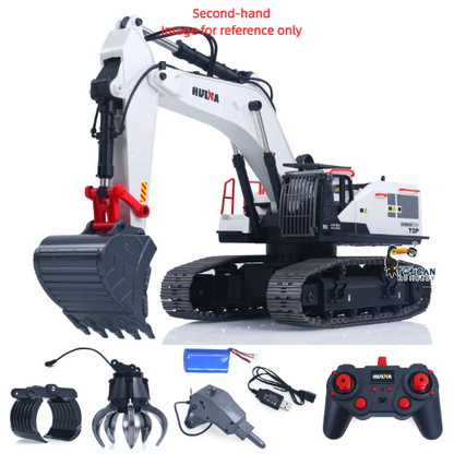 Second Hand Fast Shipping 1/14 HUINA RC Metal Excavator Model Toys 1594 Radio Control Digger Light Sound Battery
