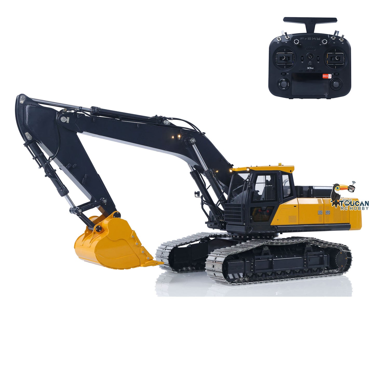 Super Frog Metal 1/14 RC Hydraulic Excavator E400 Standard Type Digger Model 3 Pumps 4CH Valve Frsky X14 Radio