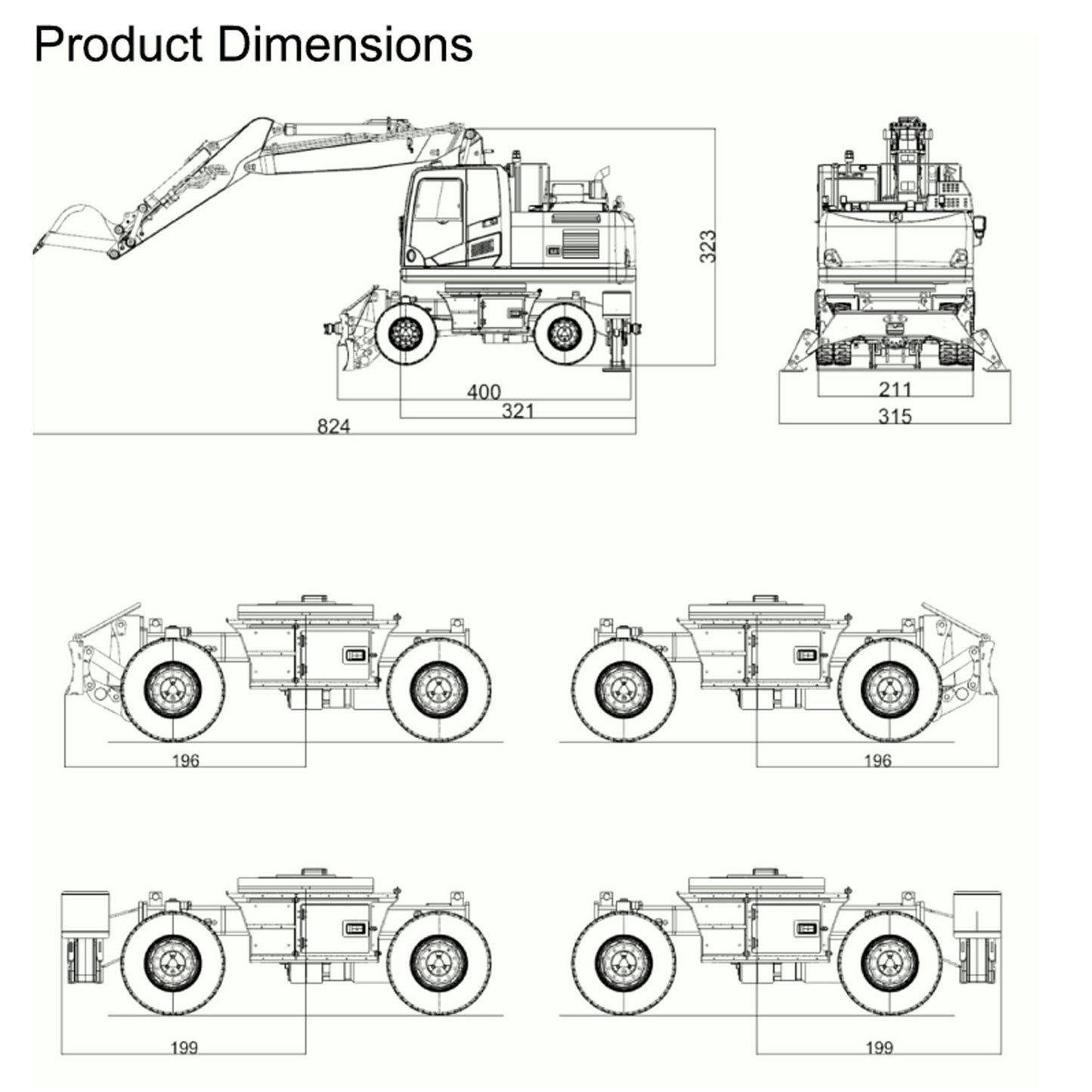1/12 Remote Control Hydraulic Wheeled Excavator PW180 10CH Valve Metal Construction Vehicle Axle Lock Support Legs Front Shovel