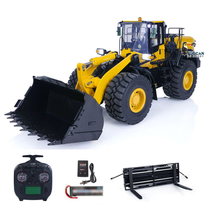 Metal 1/14 RC Hydraulic Loader WA480 Heavy Construction Machine Differential Lock Axles Quick Coupler Fork Light Sound ST8