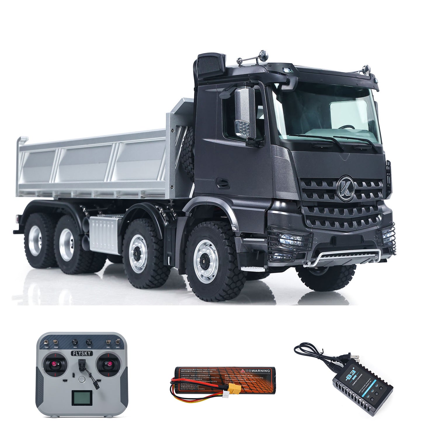 Kabolite 1/14 Electric RC Dump Truck K5703 8X8 Remote Control Tipper Model 2Speed Transmission Lights Sounds Battery Charger