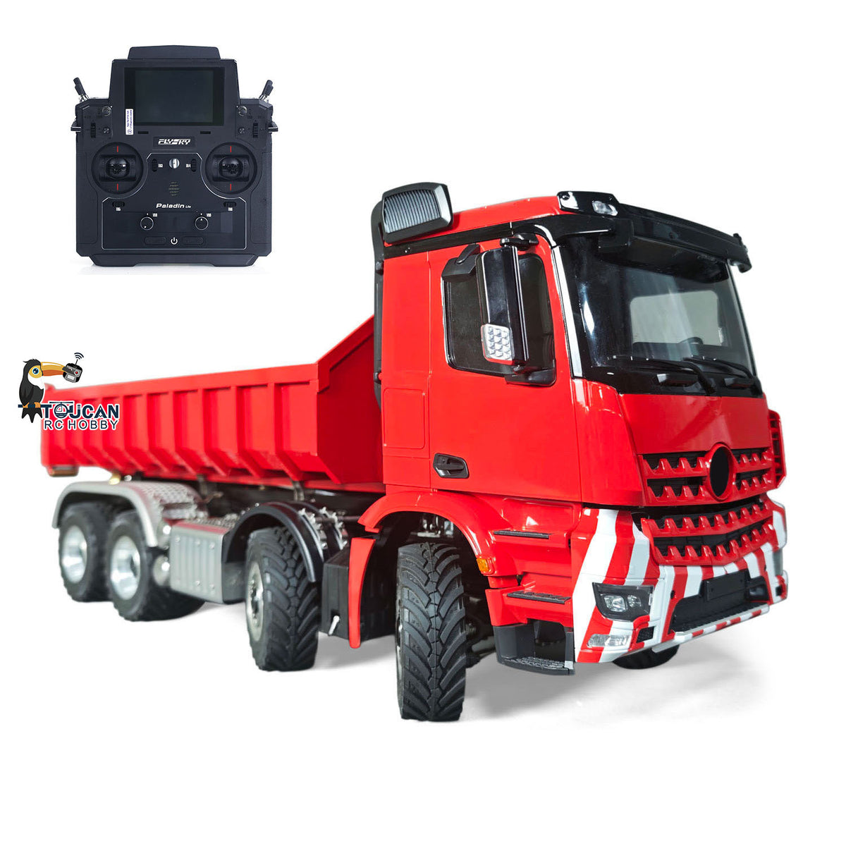 TOUCAN Off Road Version 1/14 Hydraulic Remote Control Roll On Off Dumper 3 Valves 8*8 RC Full Tipper 3Speed Gearbox Light Sound System