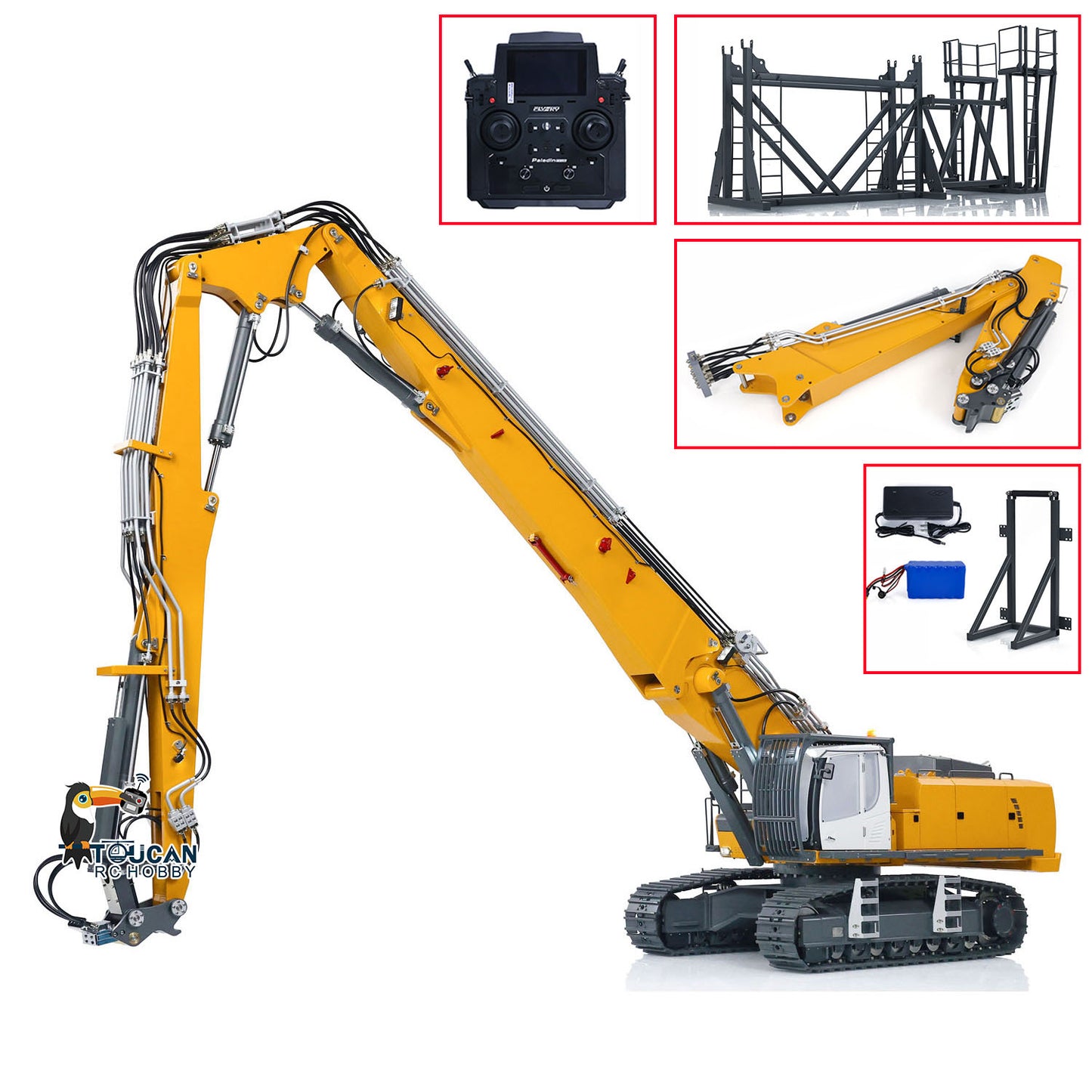 CUT 1/14 K970-300 2 Arme Lackiert Zusammengebaut Hydraulischer RTR RC Bagger Mit PL18EV Lite Sender