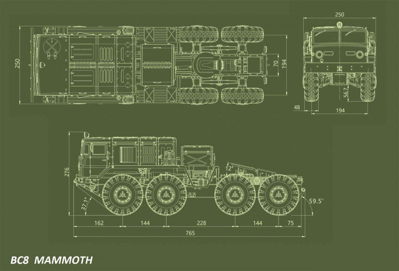 CROSSRC 1/12 BC8A Mammoth 8*8 RC Geländewagen-Bausatz