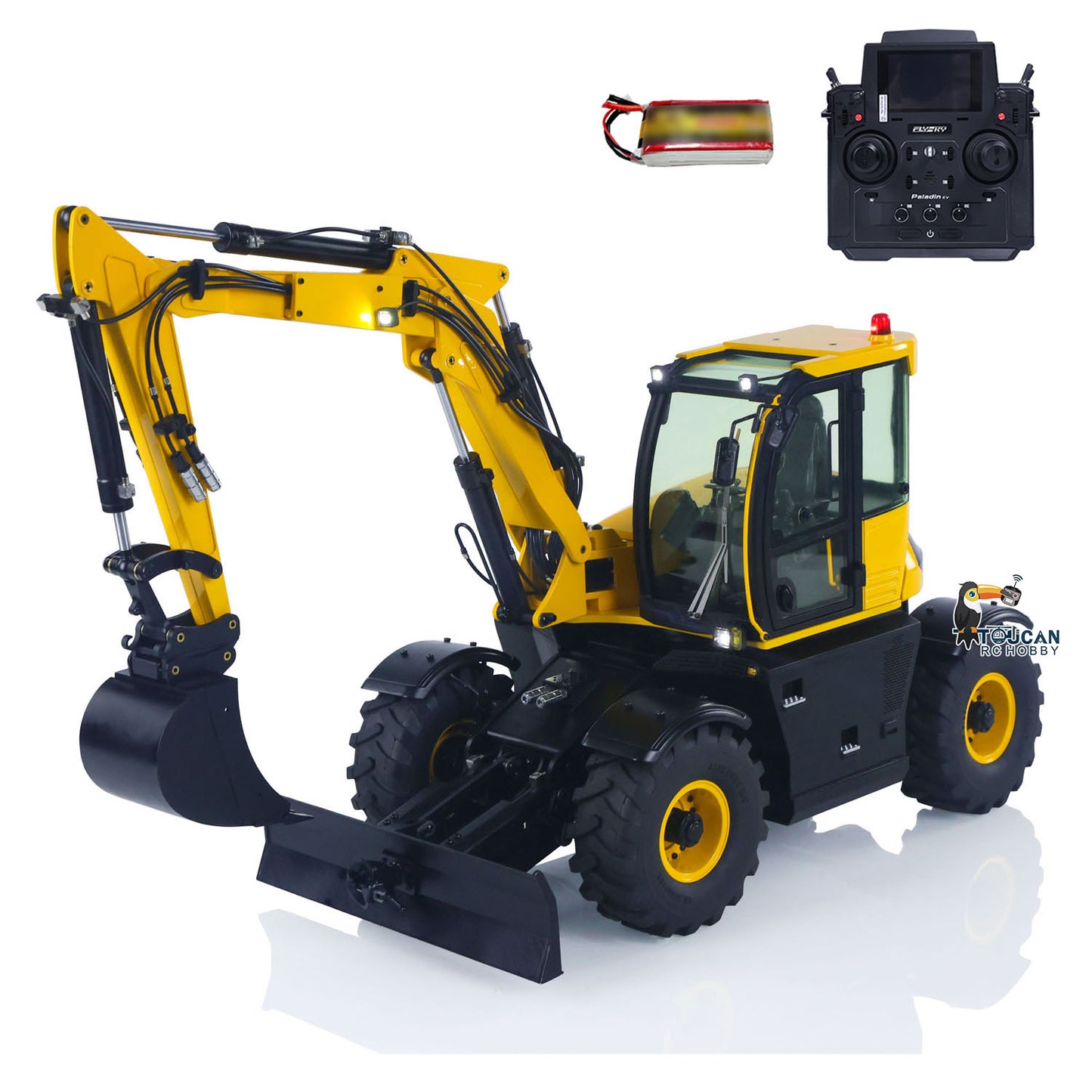 TIME-LIMITED GIFT!! 1/14 RC Hydraulic Excavator JCB 110W 9CH Valve Remote Control 3Arms Metal Digger Model Flysky Paladin PL18EV Radio Battery