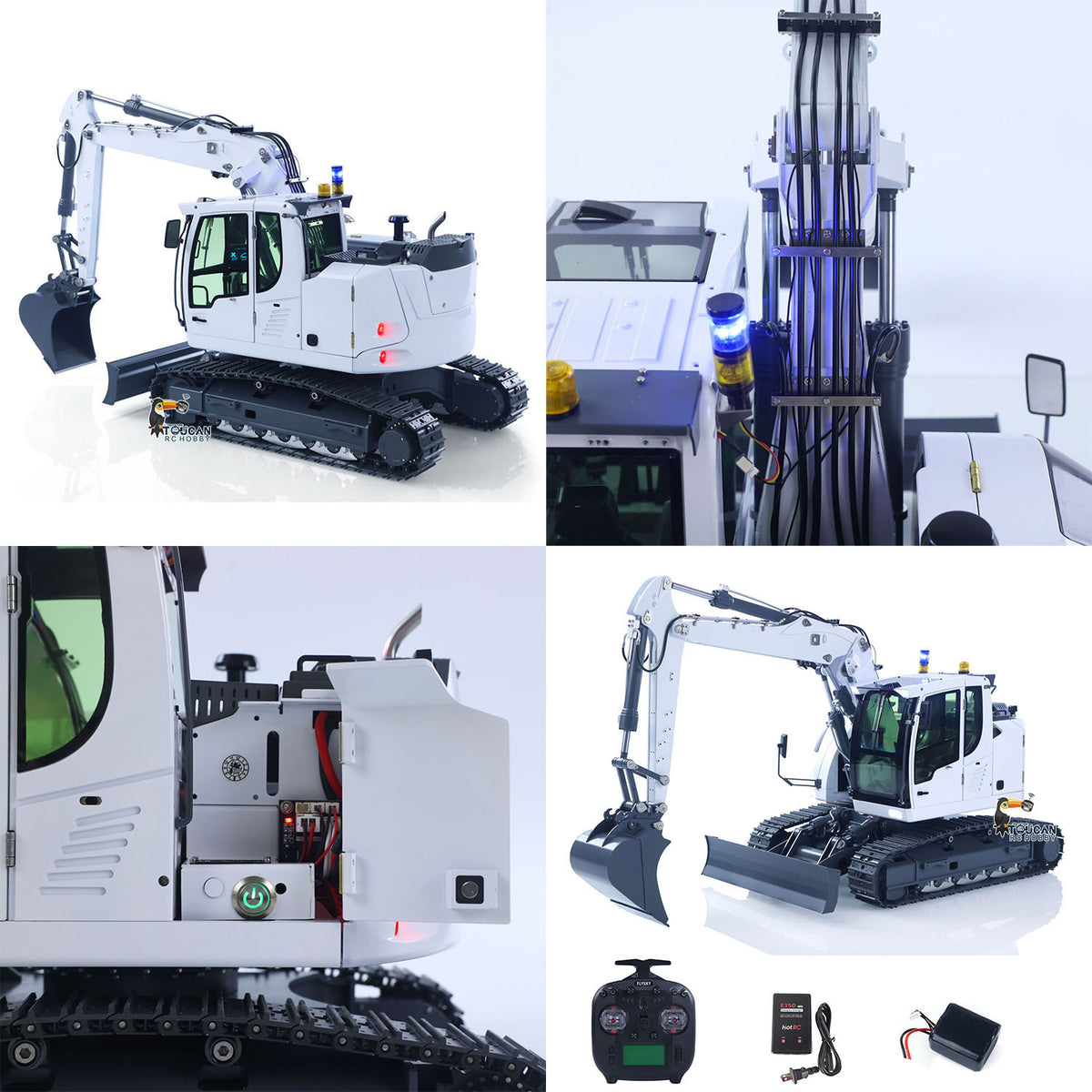 CUT Model 1/14 RC Hydraulic Excavator 914 5CH Valve Metal Remote Control Digger Construction Vehicle Warning Light Flysky ST8 Radio Sound System Charger