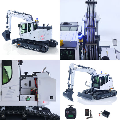 CUT Model 1/14 RC Hydraulic Excavator 914 5CH Valve Metal Remote Control Digger Construction Vehicle Warning Light Flysky ST8 Radio Sound System Charger