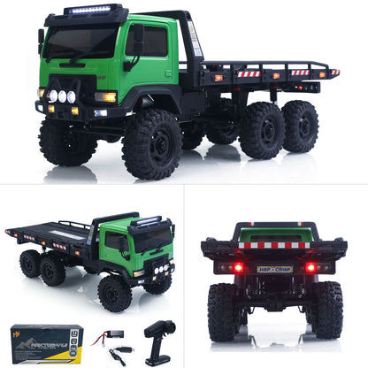 US Stock 1/18 Remote Control Flatbed Truck 6*6 Electric RC Off Road Vehicle Model Metal Chassis Gear Light System Flysky Radio No Sounds
