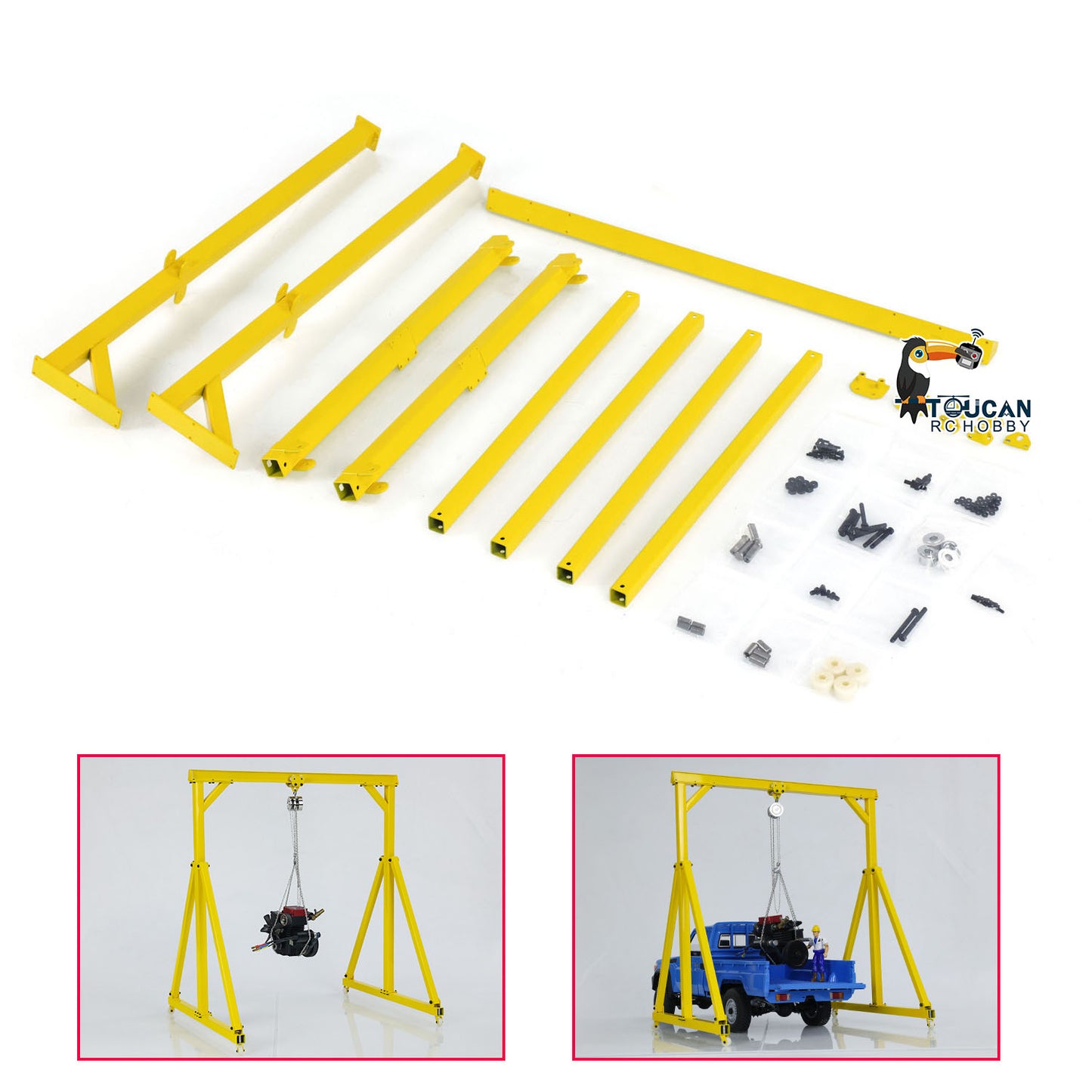 JDM Metall Kettenlift Block Tackle Hoist Tragbares Portal für 1/14 RC Kran 