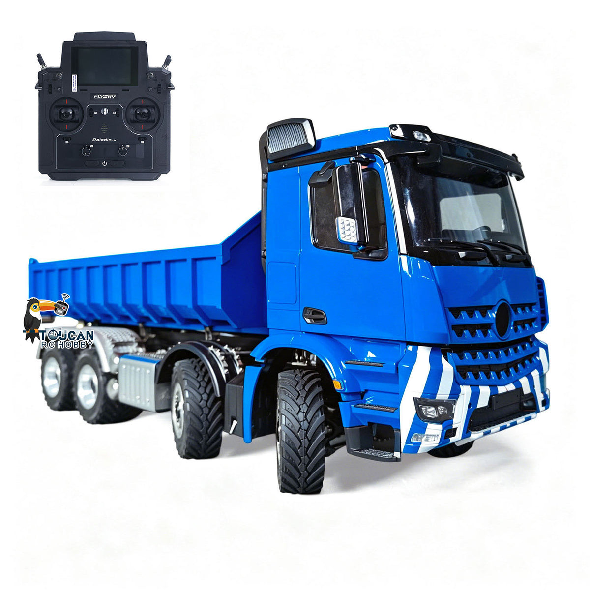 TOUCAN Off Road Version 1/14 Hydraulic Remote Control Roll On Off Dumper 3 Valves 8*8 RC Full Tipper 3Speed Gearbox Light Sound System