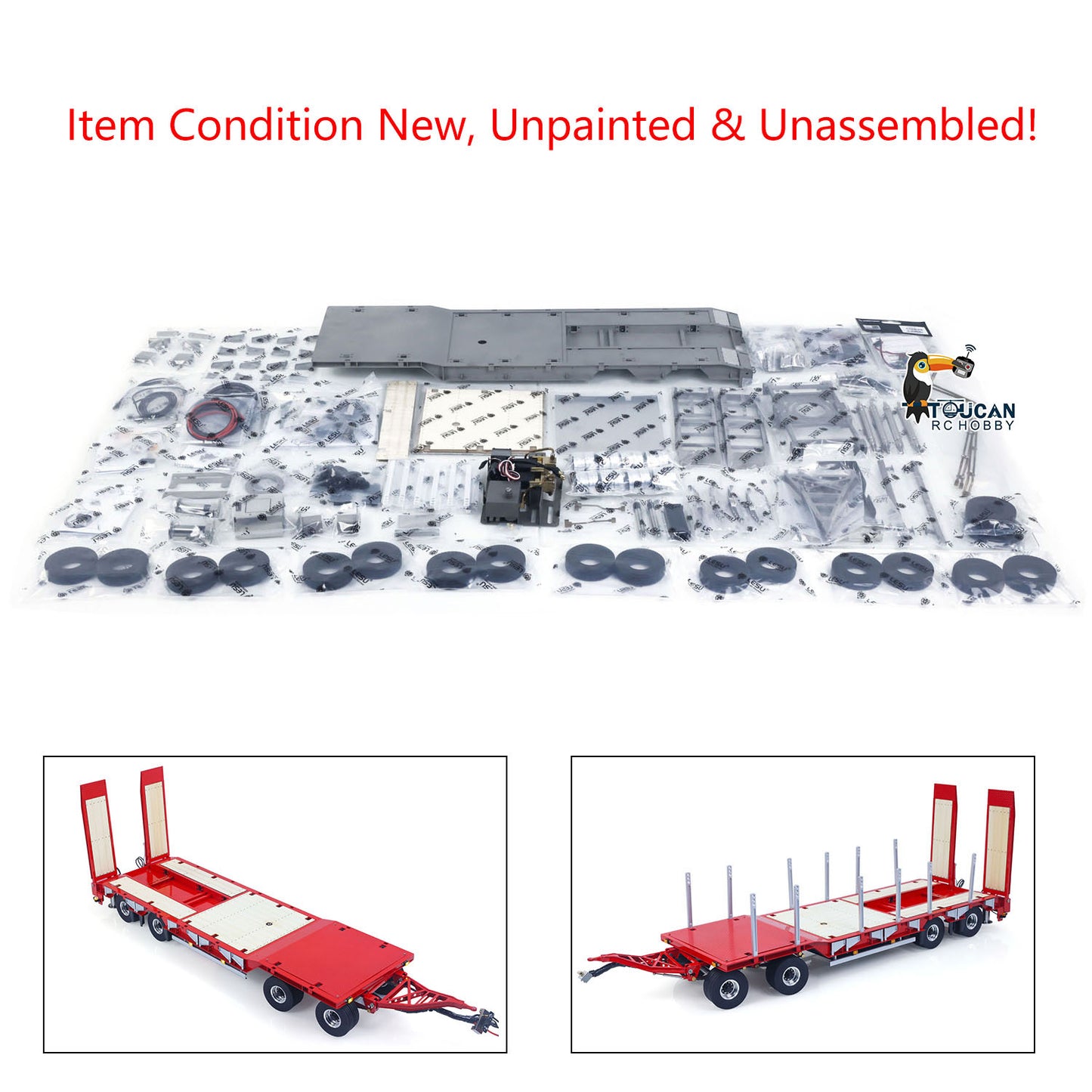 LESU A0049 1/14 Metal RC Trailer KIT Hydraulic Lifting Tailboard Rear Support Legs 2CH Valve for DIY Tractor Truck Lorry Loader Lorry Excavator