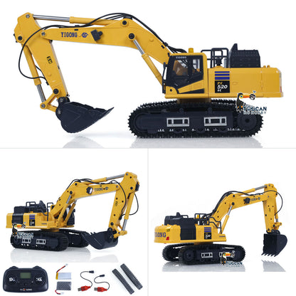 1/50 Radio Control Excavator PC520 Electric RC Digger Construction Vehicle Finished Model Toys Metal Tracks Lights Sounds Unit