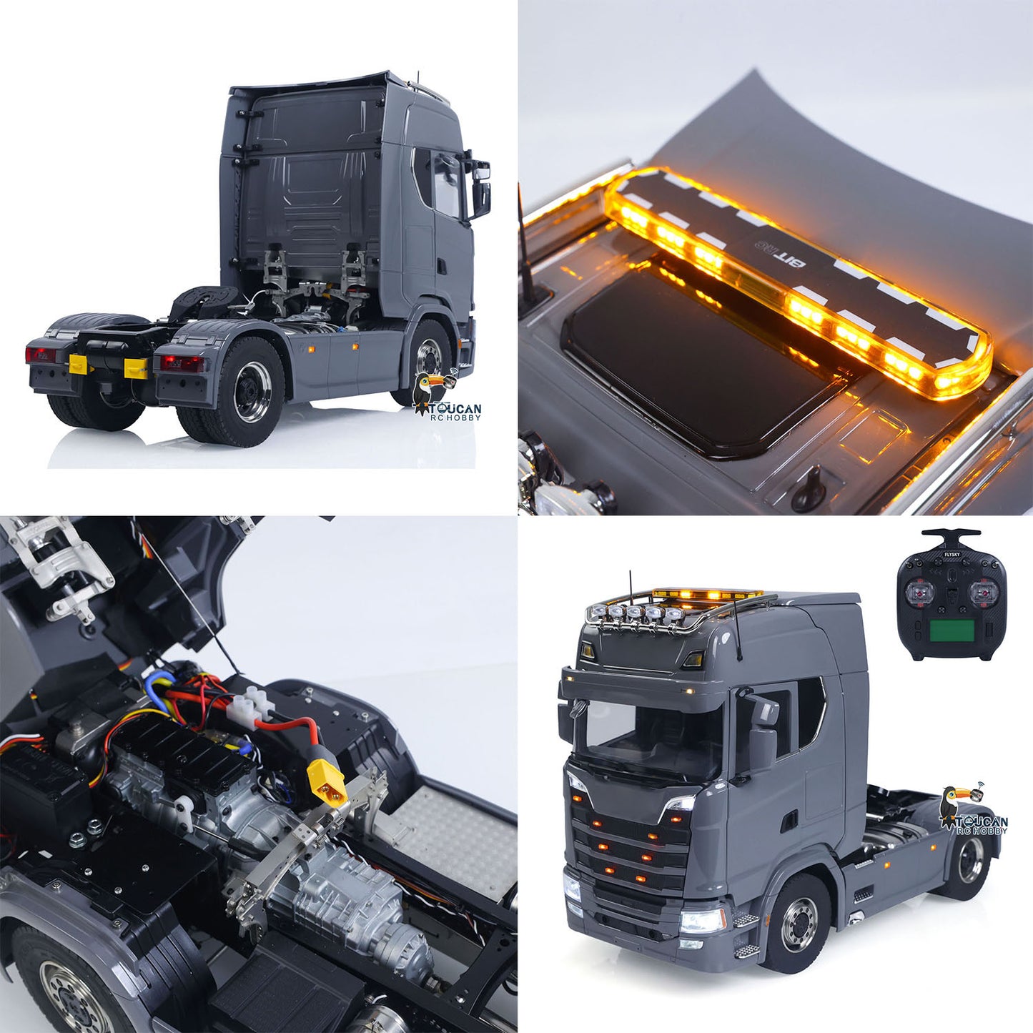 1:14 RC Tractor Truck 770S Differential Locks Liftable Rear Axle 3Speed Gearbox RWD 4x2 RC Car Lights Sounds Warning Light