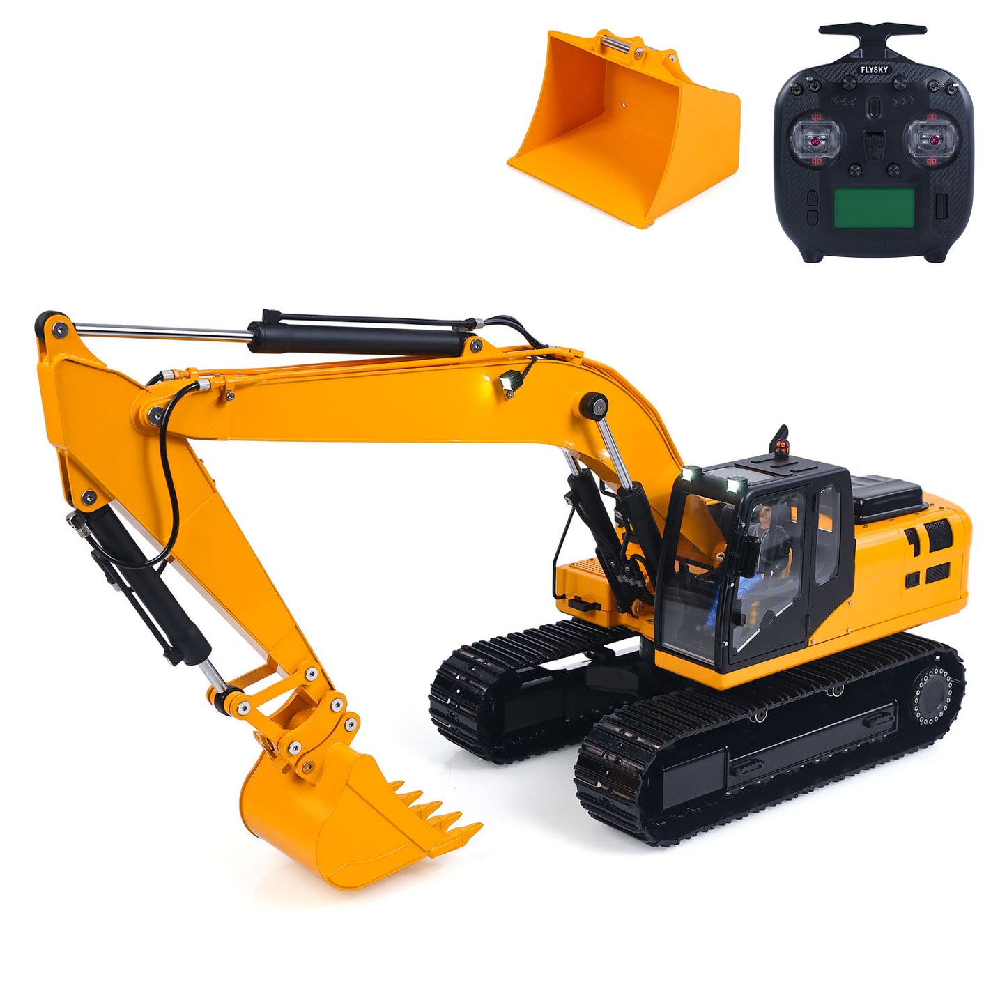 RTR Metal 1/12 Hydraulic Remote Control Excavator 323GX 3 Way Valve RC Digger Model Quick Coupler Flysky ST8 Radio Battery