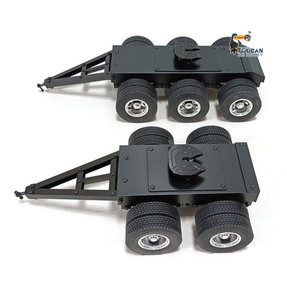 Remorque à 2 essieux en métal 1/14 avec traction à sellette pour camion tracteur RC