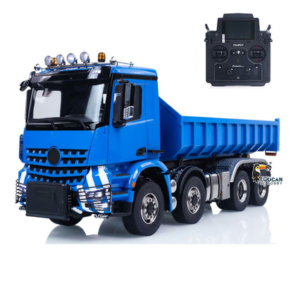 8X8 1/14 Remote Control Hydraulic Roll On Off Dumper 5 Valves RC Full Tipper 3Speed Transmission Light System Sound No Battery