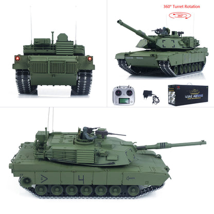 1/16 TOUCAN Remote Control Battle Tank 3918 Abrams M1A2 Metal Gearbox 360 Rotation Barrel Recoil Elevation Laser Aiming Light