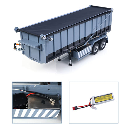1/14 Metal RC Hydraulic Dump Trailer 2-axle Electric Tarpaulin for Remote Control Tractor Truck DIY Car Model