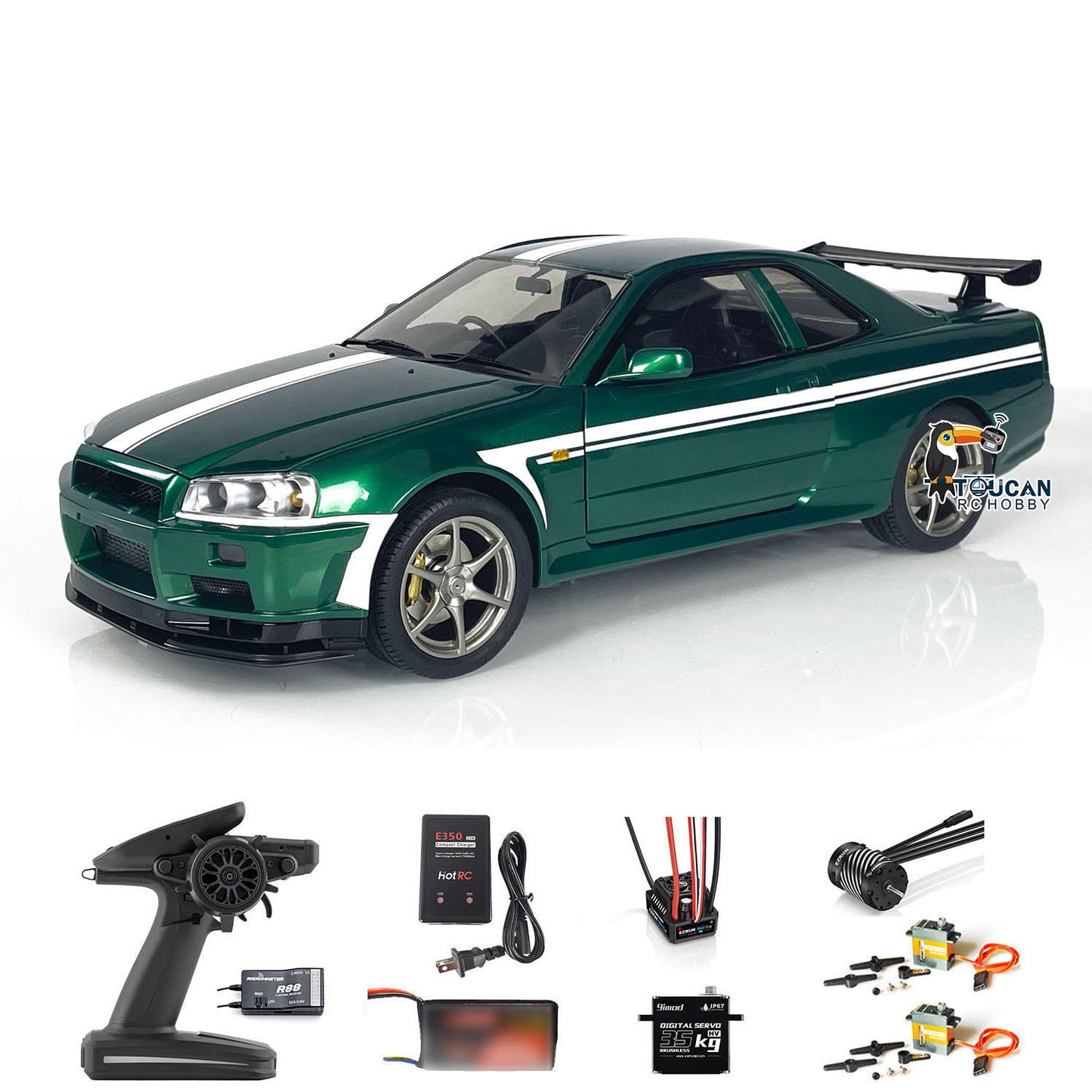 Capo 1/8 Assembled Painted RTR 4x4 4WD R34 RC Racing Drifting Car With Sound Light System Smoke Function