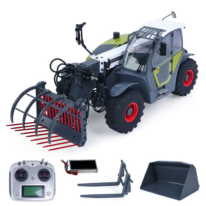 JDM-128 1/14 Metal RC Telescopic Hydraulic Forklift Multifunctional Model 4-Way Vavles Differential Lock 2Axles Steering