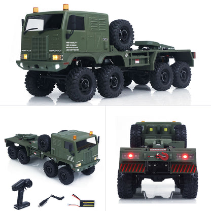 US Stock 1/18 Remote Control Military Truck 8X8 All Wheel Steering Electric RC Off Road Vehicle Model 2Speed Gearbox RTR Metal Chassis
