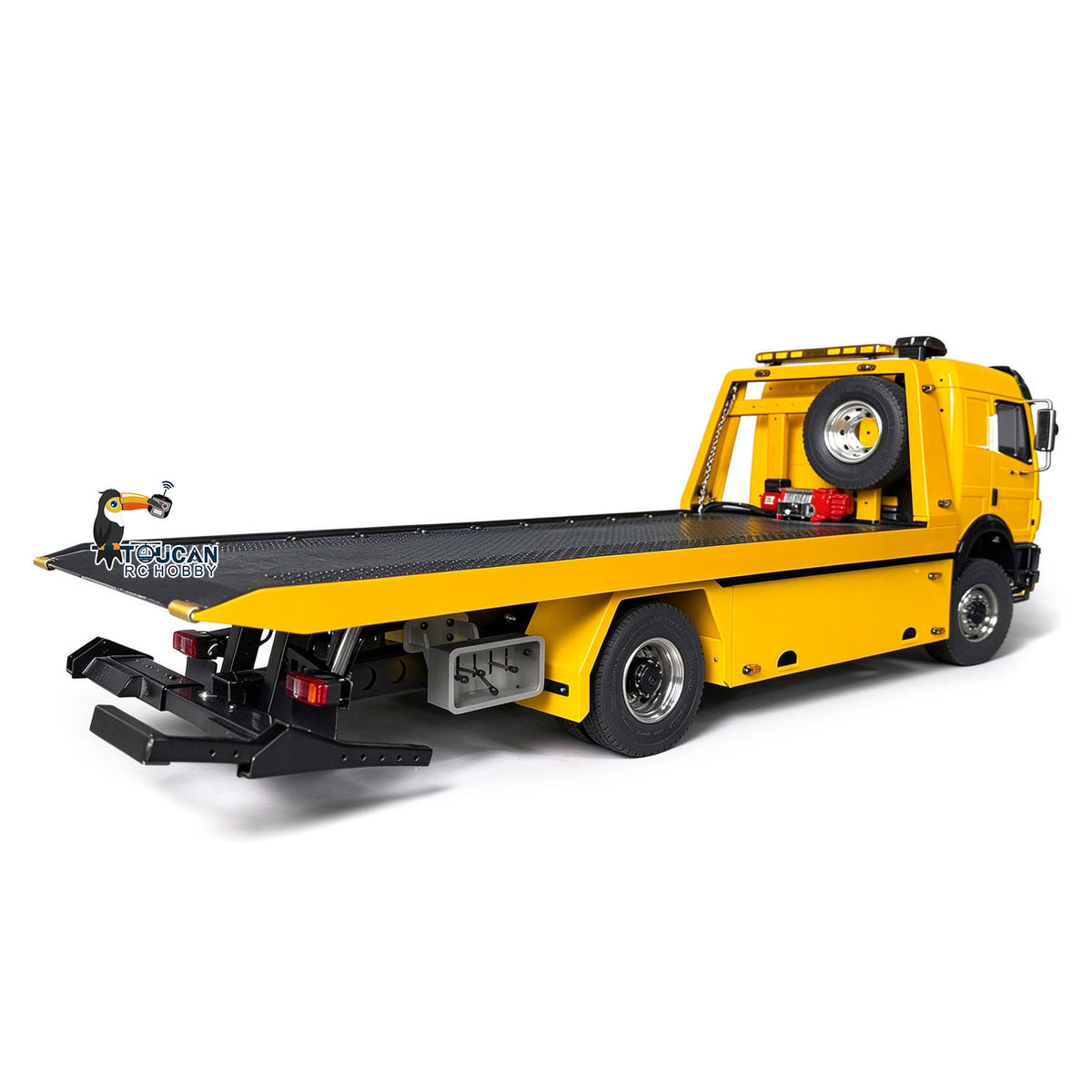 Metal 4x4 1/14 Remote Control Hydraulic Road Rescue Truck 3348 3-Speed Gearbox Flatbed Tow Trucks Rollback Wrecker Diff Locks