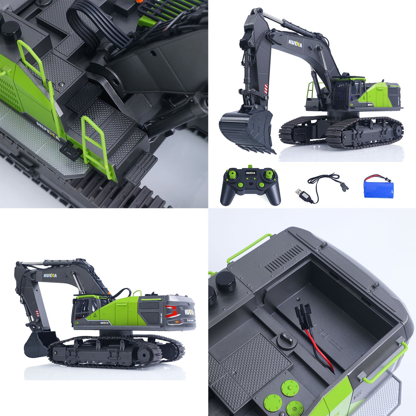US STOCK HUINA 1/14 593 Toys Model RC Excavator Car Gift Battery 2.4G Remote Control Digger