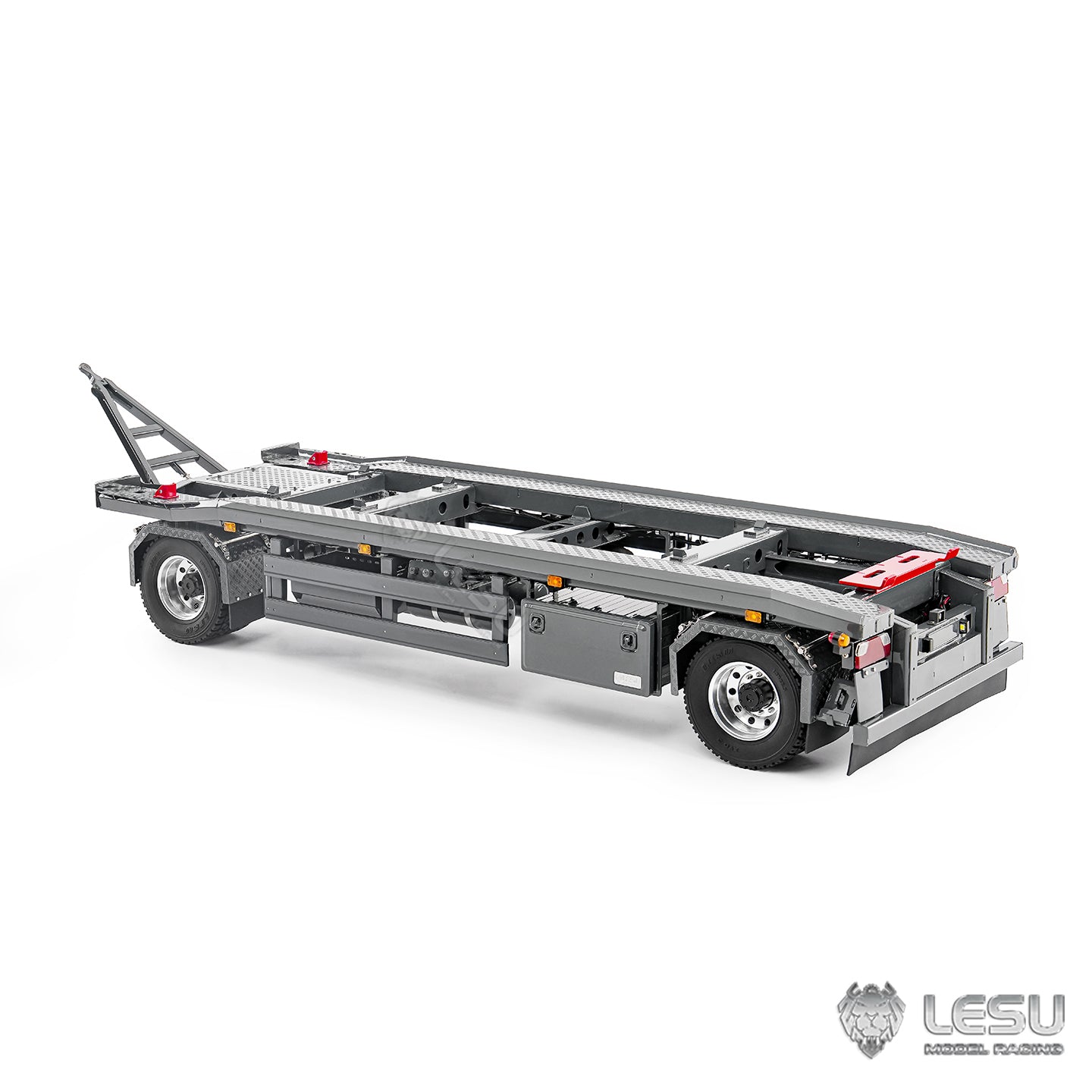 Finished 1/14 Metal RC Trailer A0065 Model Front Wheel Steerable for LESU Radio Controlled Hydraulic Roll on off Dumper Tipper