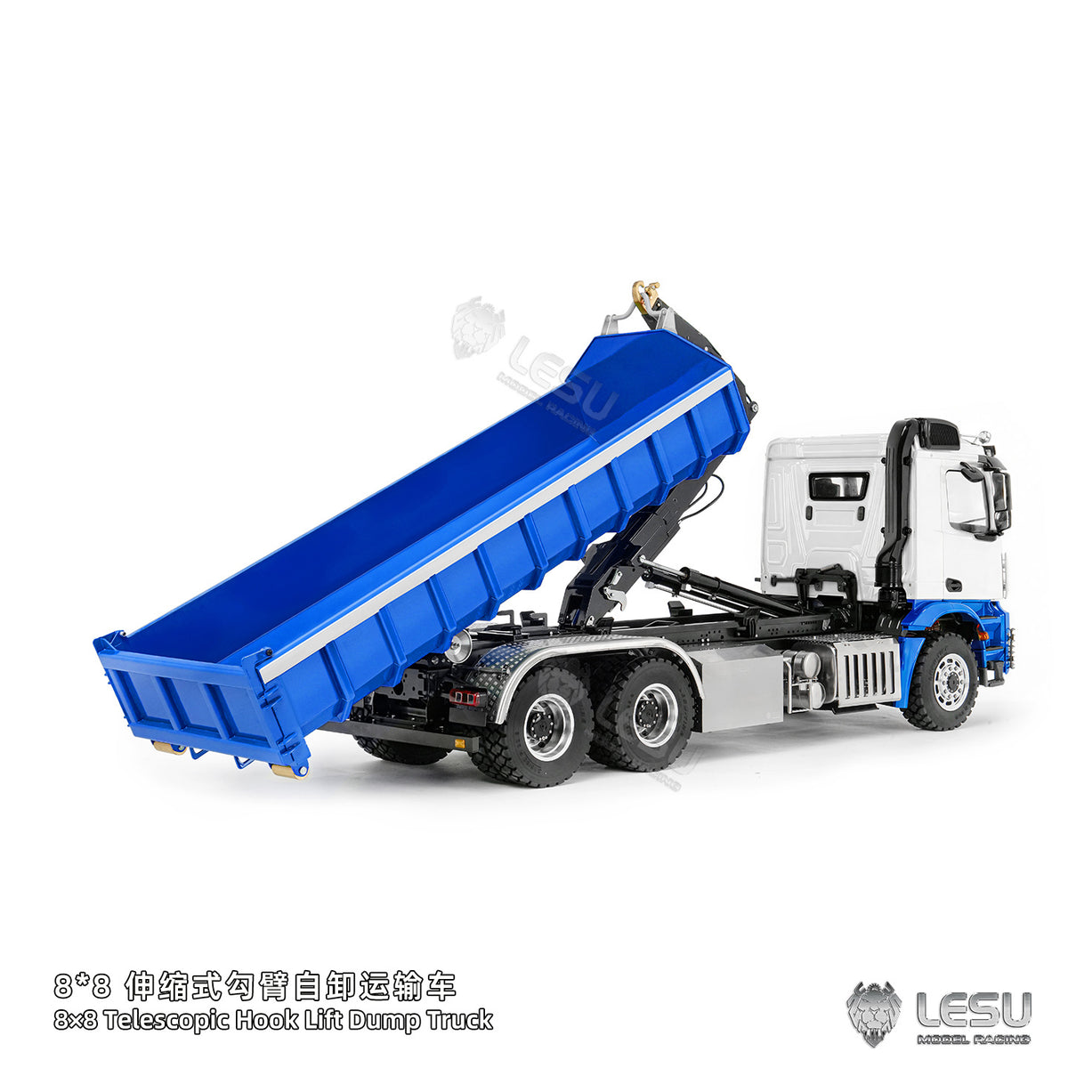 LESU Z0100/Z0092 1/14 6x6 Radio Control Metal Hydraulic Dump Truck Roll-Off RC Tipper Differential Lock Light Sound Construction Model
