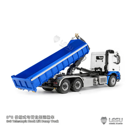 LESU Z0100/Z0092 1/14 6x6 Radio Control Metal Hydraulic Dump Truck Roll-Off RC Tipper Differential Lock Light Sound Construction Model