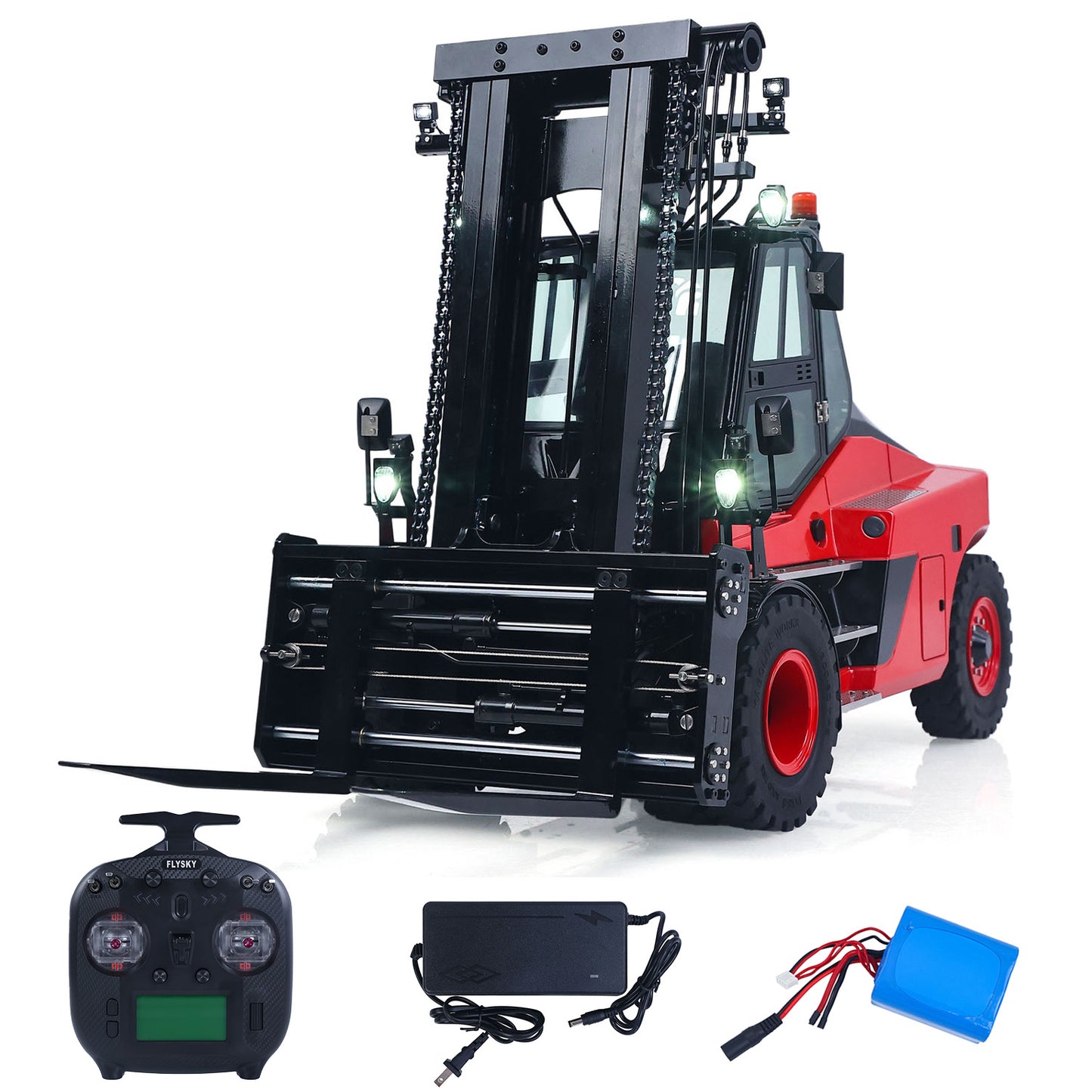Kabolite K180-100 1/14 4X2 RWD Remote Control Hydraulic Forklift 3-Way Vavles RTR Flysky ST8 Radio Light System Sound Battery