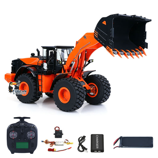 JDM 198 1/14 Hydraulic RC Wheel Loader ZW370 Metal Construction Model 4WD Diff Lock 2 Speed Gearbox Brushless Drive Sound Light