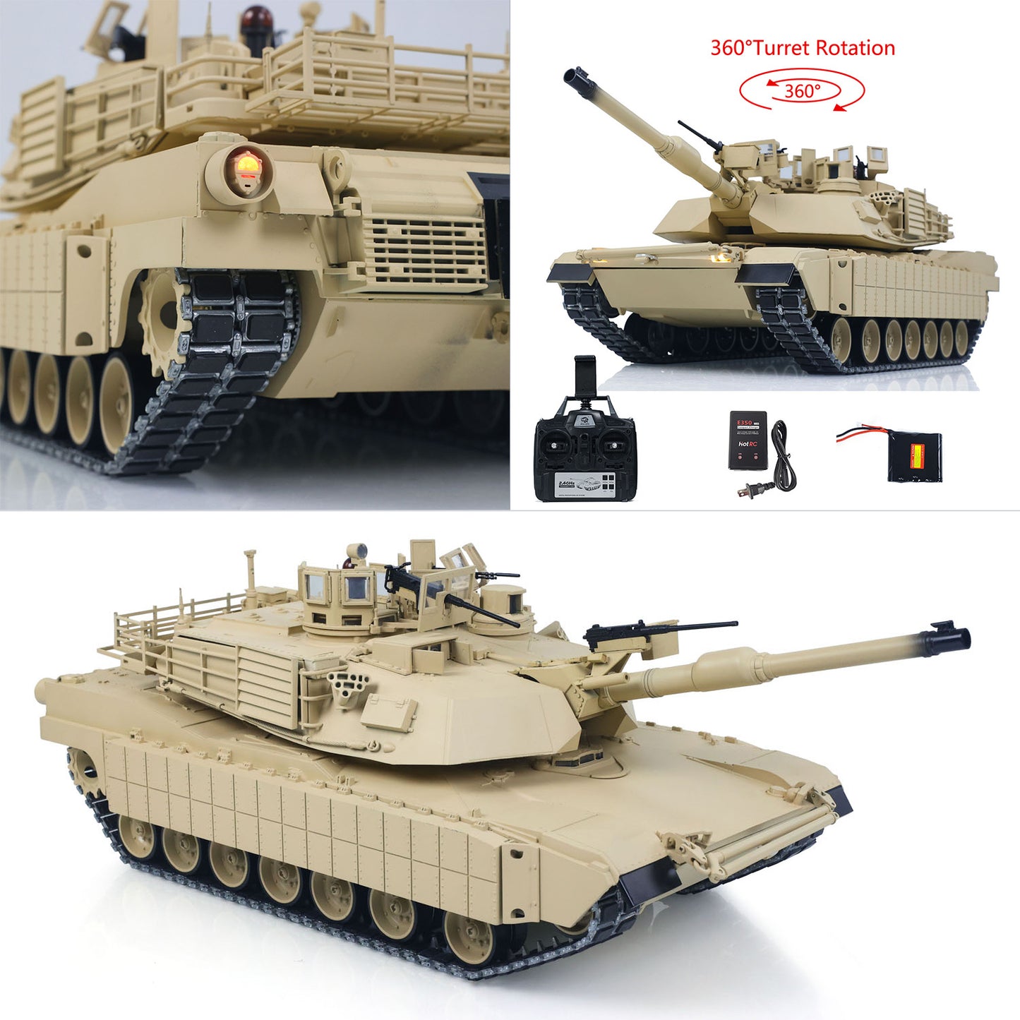 TOUCAN 1/16 Metal RC Tank 3918 Abrams M1A2 TUSK II Dual Flow Gearbox 360 Turret Rotary Infrared Combat Barrel Recoil FPV