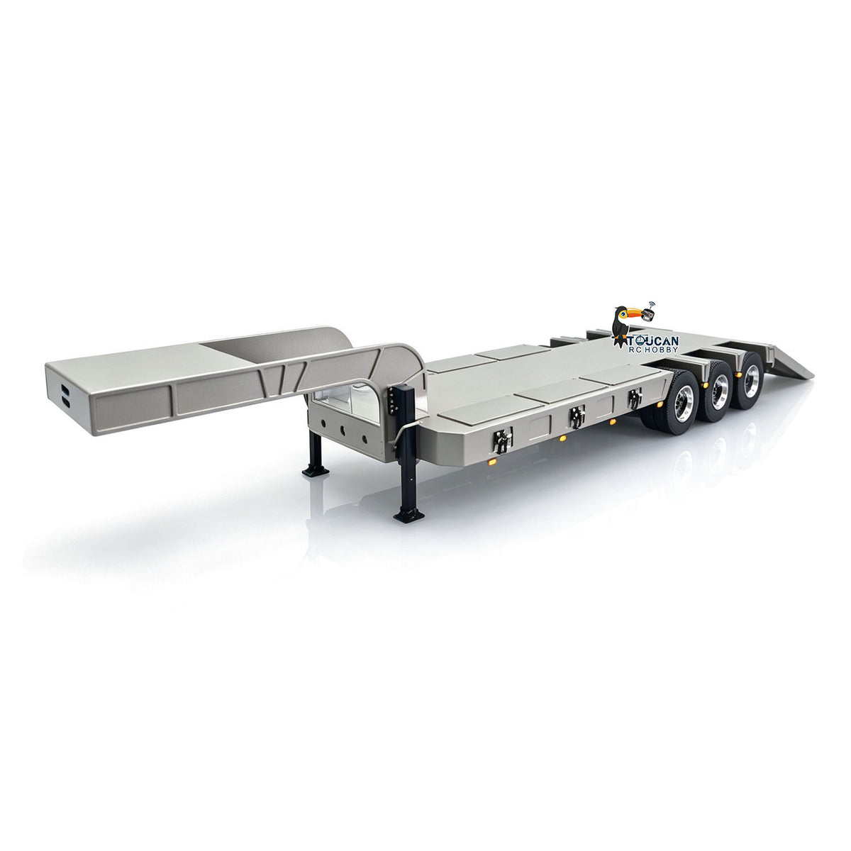Metal 3Axles Gooseneck Low Flatbed Trailer Manual Support Legs for 1/14 Remote Control Tractor Truck 4151AK RC Lorry Car Model